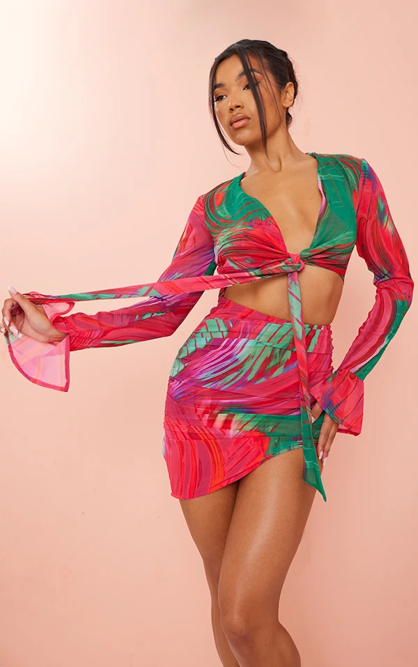 Robe Chemise Cache-coeur Moulante Multicolore Imprimé Abstrait 1 Robe Chemise Cache-coeur Moulante Multicolore Imprimé Abstrait