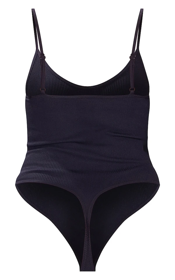 Body Noir Côtelé à Bretelles Et Détail Contours 6 Body Noir Côtelé à Bretelles Et Détail Contours – Image 6