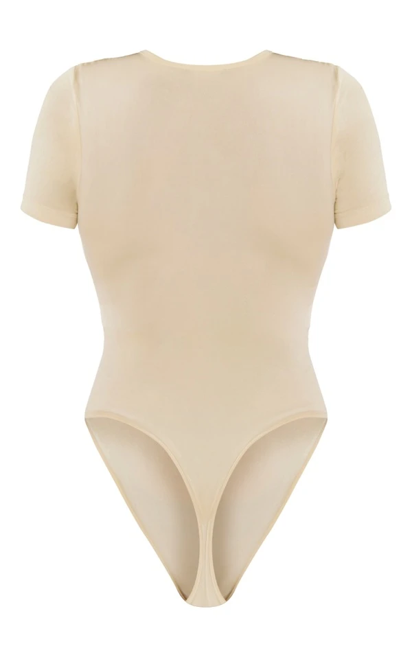 Body Moulant Basique Gris Pierre à Manches Courtes 6 Body Moulant Basique Gris Pierre à Manches Courtes – Image 6