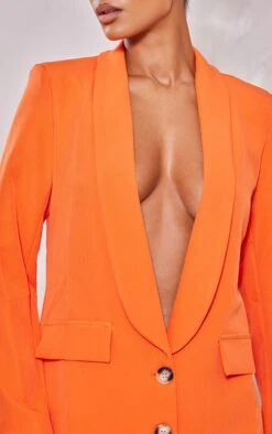 Robe Blazer Décolletée Orange à Détail Poches -Pas Cher Tendance Charme Magasin d23d39b10f88f00731e13fd48d8c1f36941fc43d cne1555 4