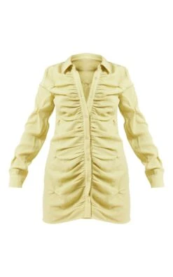 Robe Chemise Vert Olive Texturée Froncée à Boutons -Pas Cher Tendance Charme Magasin d41be67e20ca3f0718c94a01c0c6536bcf02a742 cne1424 5