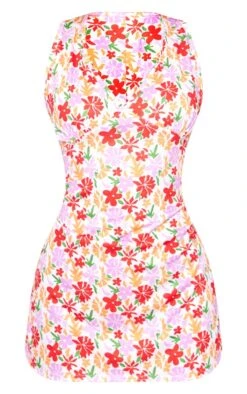 Robe Droite Multicolore Fleurie à Col Rond -Pas Cher Tendance Charme Magasin d49457cdc81cb3371c5e28d98b6a274c3438959b cne6463 5