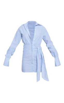 Robe Chemise Rayée Bleu Clair à Boutons Et Noeud -Pas Cher Tendance Charme Magasin dccc9e36cb3dce6f9d198ace76933e04afd152ba cnc8287 5