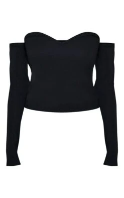 Top Bustier Stretch Noir En Maille Tissée à épaules Dénudées -Pas Cher Tendance Charme Magasin de39ec2e4149b573bb8377d7b459902999eb70b7 cnd1683 5