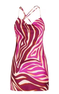 Robe Droite Satinée Multicolore Imprimée Animal à Col Bénitier Et Dos Noué -Pas Cher Tendance Charme Magasin de8eda9d46ac65744d038cbaa9bef8e000b09d80 cne7728 5