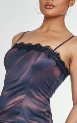 Robe Droite Marron Imprimé Abstrait à Bretelles Et Détail Dentelle -Pas Cher Tendance Charme Magasin dead60ec937b5b802ce15f9b24f054aebe61a3f2 cnc8297 4