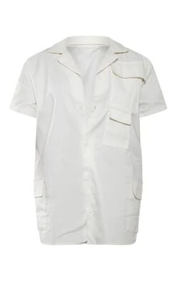 Robe Chemise Cargo écru Oversize à Poches Et Manches Courtes -Pas Cher Tendance Charme Magasin dee1b738c04f5bc325cbe9dd9762781219fedb0d cna1003 5