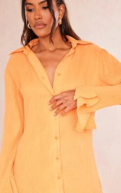 Robe Chemise Plissée Mandarine à Manches Flare -Pas Cher Tendance Charme Magasin df1d5ec20387ba0563f6dbf705c6f196e676c771 cnd8940 4