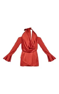 Robe Droite Satinée Rouille à Col Bénitier Et épaules Dénudées -Pas Cher Tendance Charme Magasin e19119cb20f5f451b2fb3f73f97722f769251baf cnd5829 5