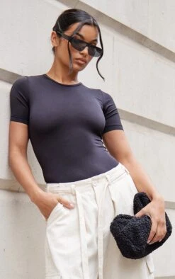 Body Moulant Basique Noir à Manches Courtes -Pas Cher Tendance Charme Magasin e252d32bf002f4e5e977321a33269b664dea7209 cmw5151 6