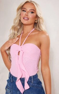 Body Texturé Rose Dos Nu à Volants Devant -Pas Cher Tendance Charme Magasin e54dc7ee7f572d0daa4d624216ff82fd521aed2b cne5995 4