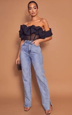 Corset Tissé Noir à Col Bardot Froncé Et Parties En Mesh -Pas Cher Tendance Charme Magasin e750ac08d97298a6060ec0703c834022bd2e10b6 cmu7630 3