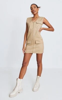 Robe Cargo Camel Sans Manches à Détail Poches 7 Robe Cargo Camel Sans Manches à Détail Poches -Pas Cher Tendance Charme Magasin e7bdc722057db2f272da2c2514fdbfce7e35e026 cnd1297 3