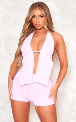 Logic Mini Short Rose Clair Crêpé Et Côtelé -Pas Cher Tendance Charme Magasin eba6219e7969a83a0631dd327f029cf872423fc4 cne7652 4