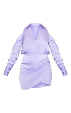 Robe Chemise Cache-coeur Satinée Lilas à épaules Dénudées -Pas Cher Tendance Charme Magasin ec950bbbaa6c5ee8f049dc2798a95d3adc8811df cnd2340 5