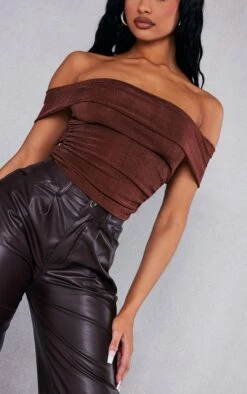 Top Moulant En Acétate Chocolat à Col Bardot Replié -Pas Cher Tendance Charme Magasin ed53b486657f6902ba67ecd4233548d970fce088 cnc8951 4
