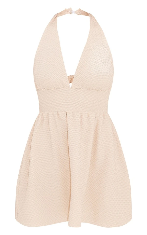 Robe Droite Texturée Gris Pierre à Dos Nu Noué 5 Robe Droite Texturée Gris Pierre à Dos Nu Noué – Image 5