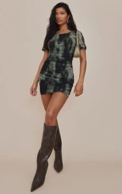 Mini Robe Imprimé Flouté Multicolore Froncée Style Corset à Manches Bouffantes -Pas Cher Tendance Charme Magasin f0f802ae99d6bbc98c210decd4cee6c50d63aa1b cnc4870 3