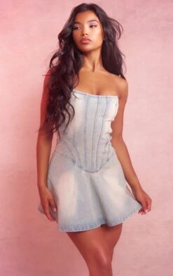 Mini Robe En Jean Délavé Bleu Clair Détail Coutures -Pas Cher Tendance Charme Magasin f1f98355ac81c9a1b6581d43d3e83e6e64a361aa cnd9325 3