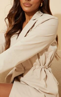 Robe Blazer Tissée Gris Pierre à Manches Longues Et Cordons Resserrables à La Taille -Pas Cher Tendance Charme Magasin f33e35856d591b04876bcfa9bb4ecff0ed08c39d cmt9651 4