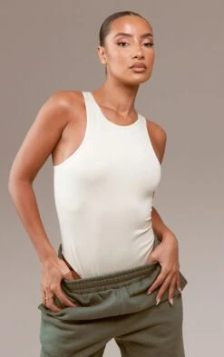 Body Basique En Coton Beige à Dos Nageur