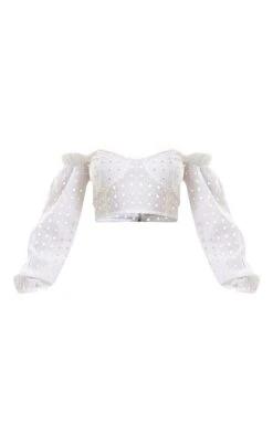 Crop Top En Broderie Blanche à épaules Dénudées Et Manches Bouffantes -Pas Cher Tendance Charme Magasin f5840fbfc0e0c49a62ee59d2135bf88e1a02680b cnd8574 5