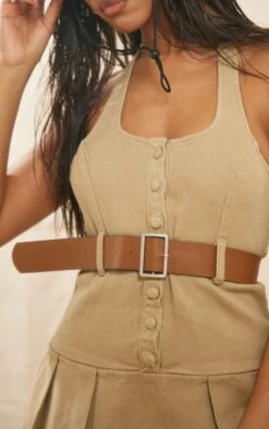 Mini Robe Dos Nu En Jean Marron Clair à Ceinture Tressée Et Jupe Plissée -Pas Cher Tendance Charme Magasin f64aa751ccf741acdb38575428ceed2a2e2e734c cnd1887 4