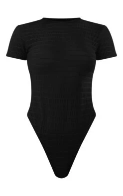 Body Manches Courtes Transparent Noir à Rayures Texturées -Pas Cher Tendance Charme Magasin f97edb2179a475bef4900753ab83a9407eb40f4b cne6020 5
