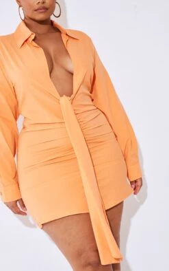 Plus Robe Chemise Orange Froncée Devant à Décolleté -Pas Cher Tendance Charme Magasin fb4ff34e176abf7d65430b6b7de0922ca946c370 cmz1381 4