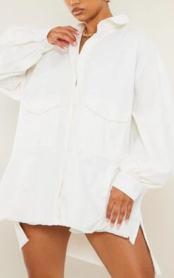 Robe Chemise Oversize En Maille Sergée Blanche à Ourlet élimé Et Boutons -Pas Cher Tendance Charme Magasin fd5c4eaaff59f18ae6aaddfe2ede0c89f339ca08 cna3025 4